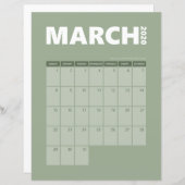 March 2020 Calendar (Front/Back)