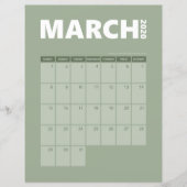 March 2020 Calendar (Front)
