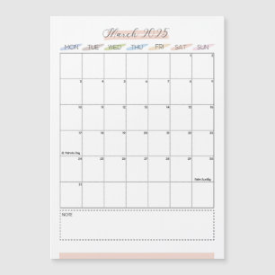 March 2025 Magnetic Calendar