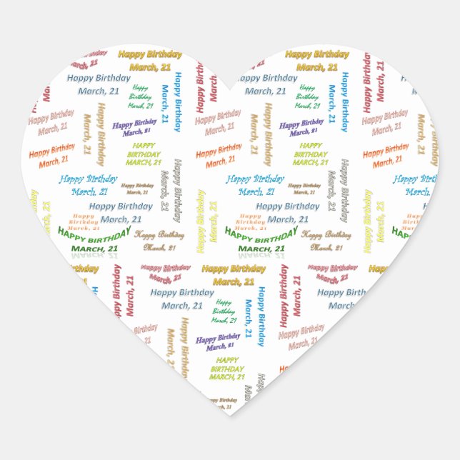 March, 21 Birthday Sticker (Front)