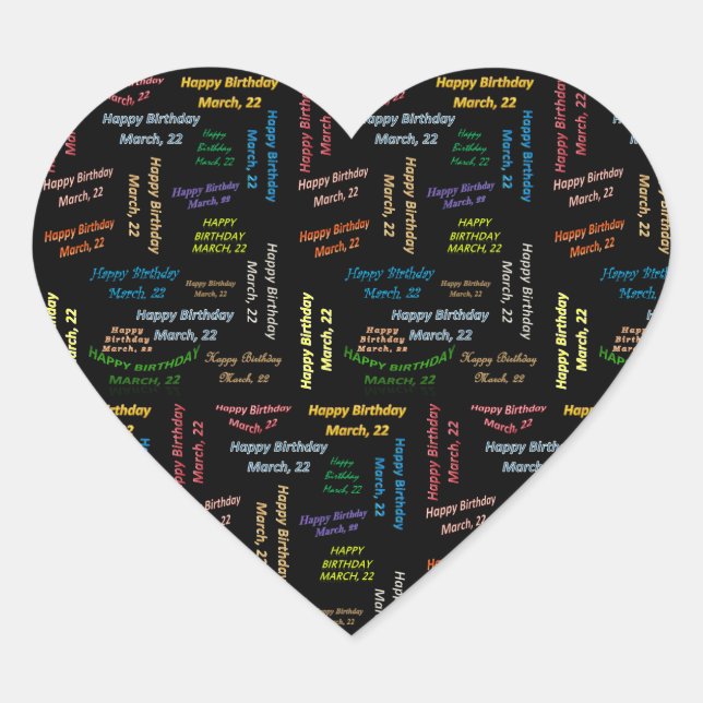 March, 22 Birthday Sticker (Front)