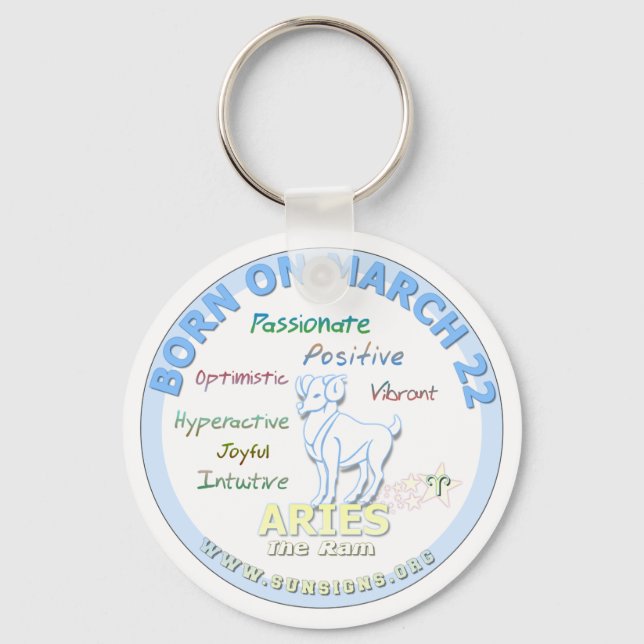 March 22nd Birthday - Aries Keychain (Front)