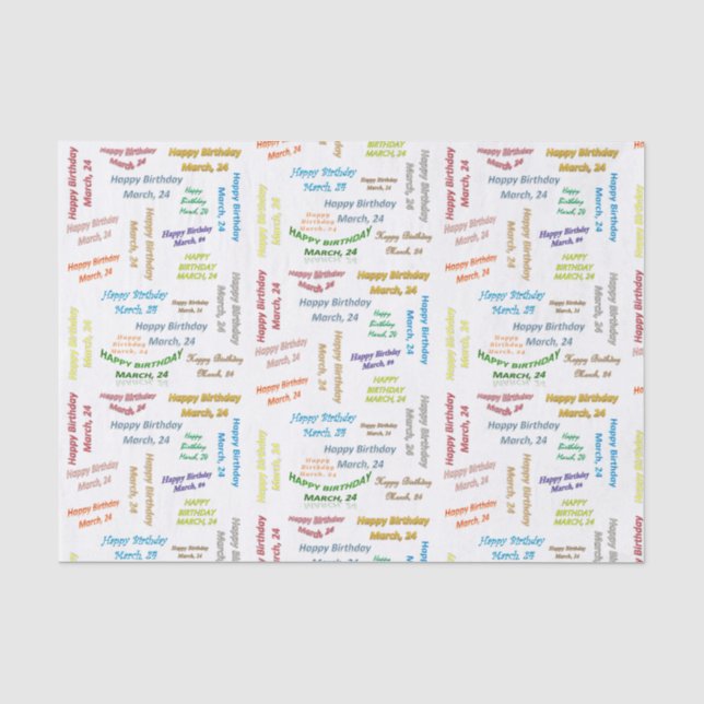 March, 24 Birthday Tissue Paper (Front)