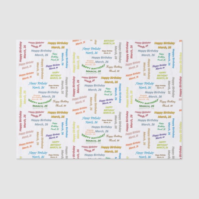 March, 26 Birthday Tissue Paper (Front)