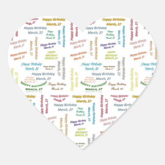 March, 27 Birthday Sticker (Front)