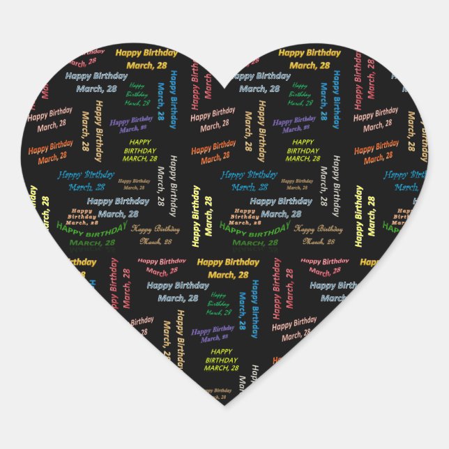 March, 28 Birthday Sticker (Front)