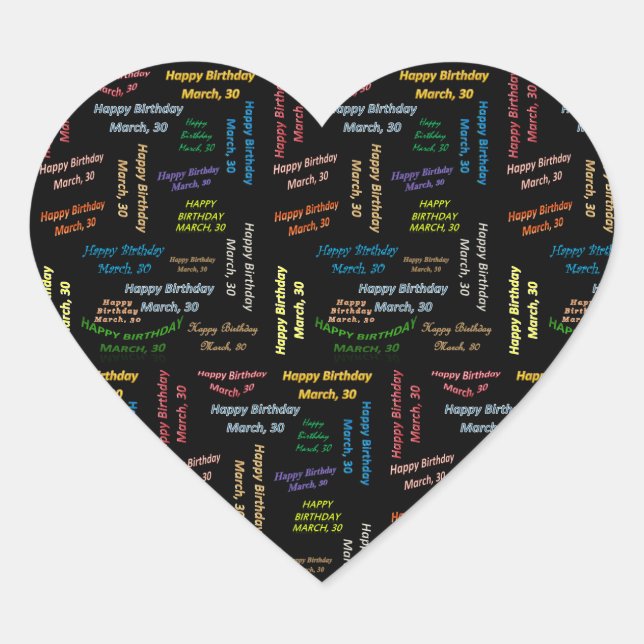 March, 30 Birthday Sticker (Front)