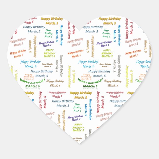 March, 5 Birthday Sticker (Front)