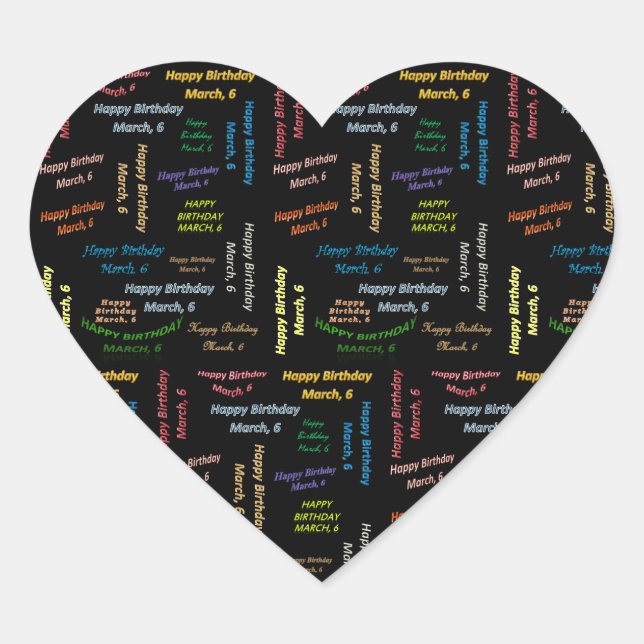 March, 6 Birthday Sticker (Front)