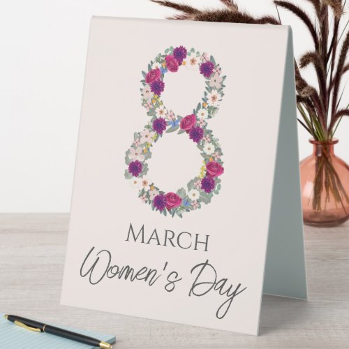 March 8 International Womens Day         Table Tent Sign