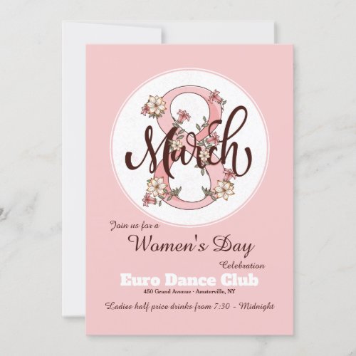 March 8th Floral Womens Day Invitation