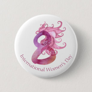March 8th International Women's Day Button