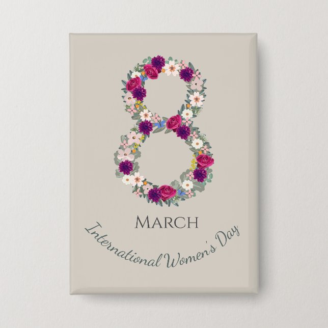 March 8th International Women's Day Button (Front)