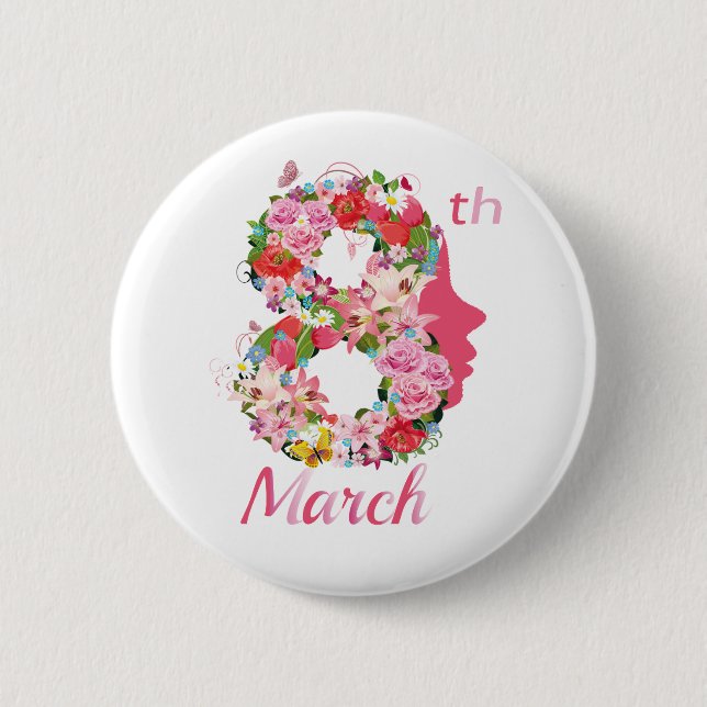 March 8th International Women's Day  Button (Front)