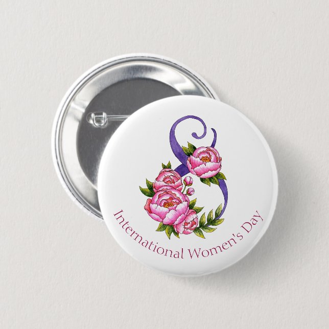 March 8th International Women's Day Button (Front & Back)