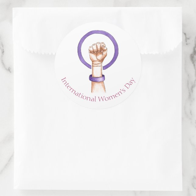 March 8th International Women's Day  Classic Round Sticker (Bag)