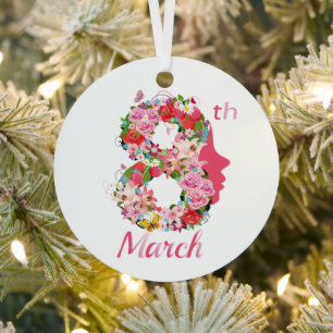 March 8th International Women's Day Metal Ornament
