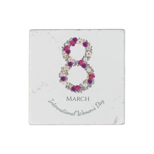 March 8th International Women's Day Stone Magnet (Front)