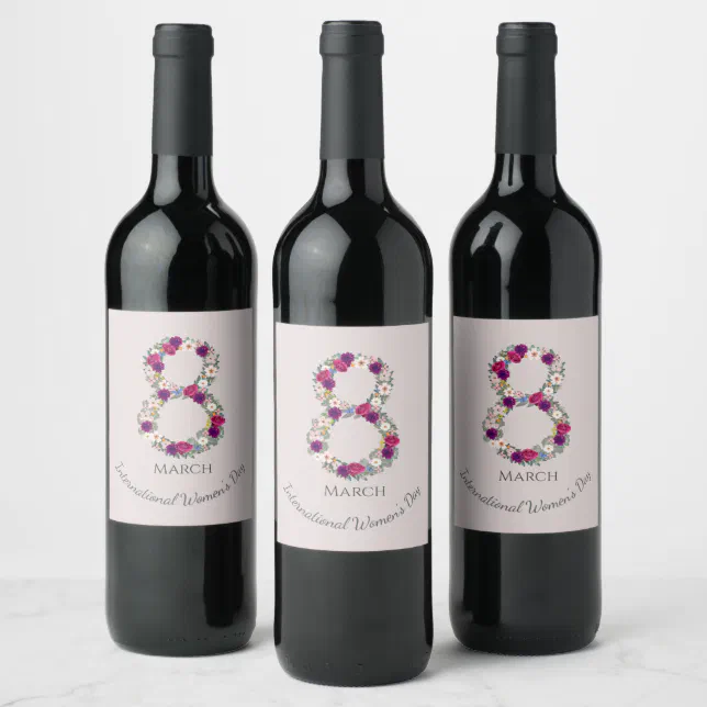 March 8th International Women's Day Wine Label | Zazzle