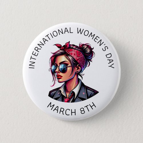 March 8th is International Womens Day  Button