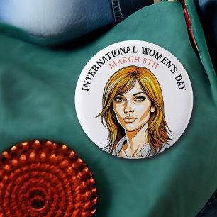 March 8th is International Women's Day Button