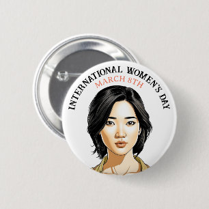 March 8th is International Women's Day Button