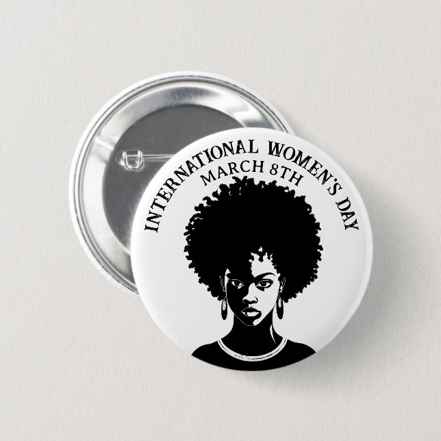 March 8th is International Women's Day Button (Front & Back)