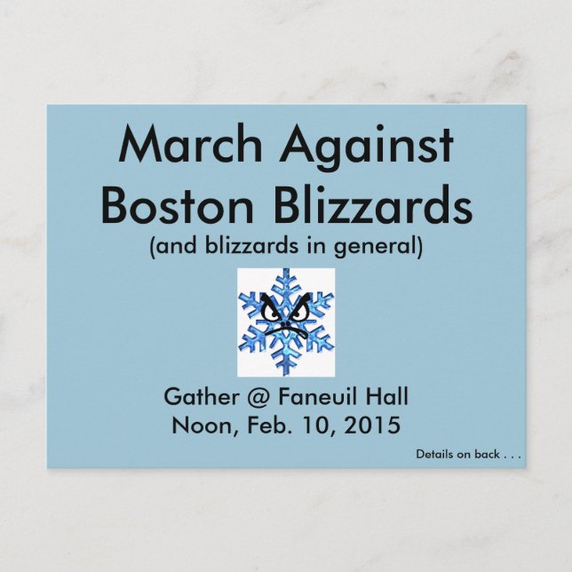 March Against the Boston Blizzards 2015!! Postcard (Front)
