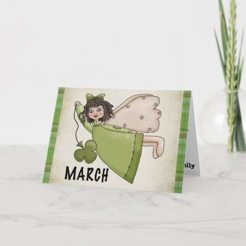 March Angel Blank St Patricks Day Greeting Card