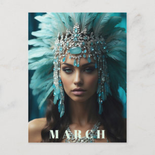 *~* MARCH AP53 Boho Headdress AQUAMARINE Postcard