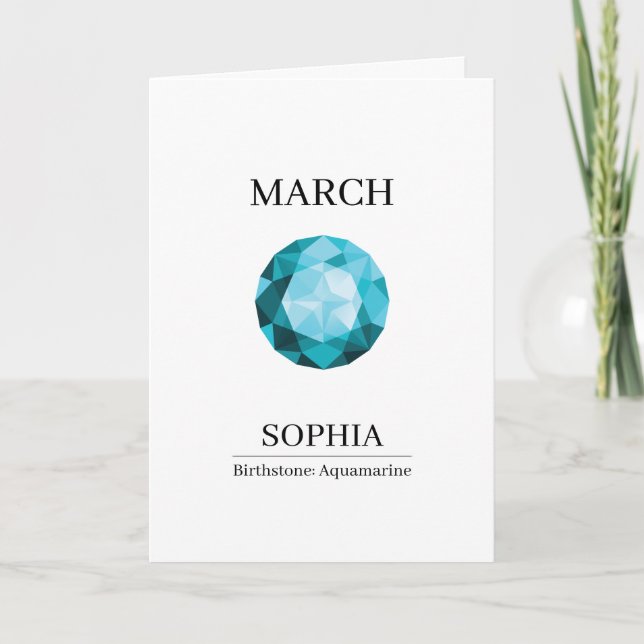 March Aquamarine Personalized Birthday Card (Front)