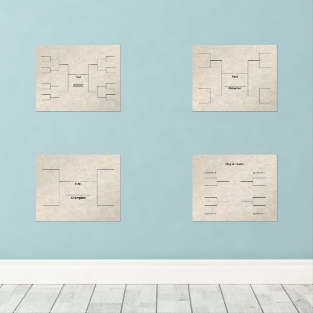 March Basketball 16 8 4 Team Bracket Play In Ecru Wall Art Sets (Wood Floor)