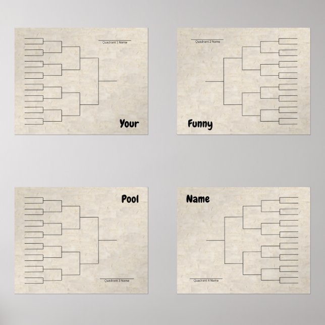 March Basketball Quadrant Bracket Ecru Abstract Wall Art Sets (Front)