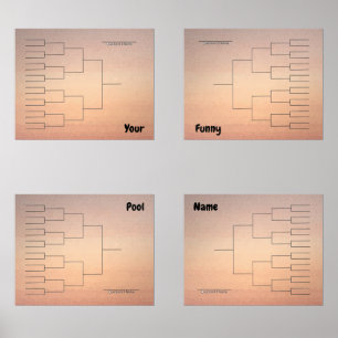 March Basketball Quadrant Bracket Orange Ombre Wall Art Sets
