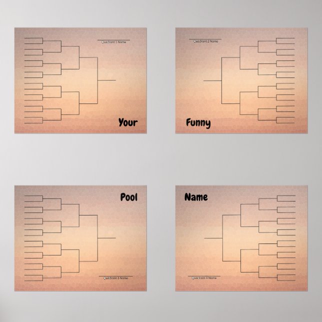 March Basketball Quadrant Bracket Orange Ombre Wall Art Sets (Front)