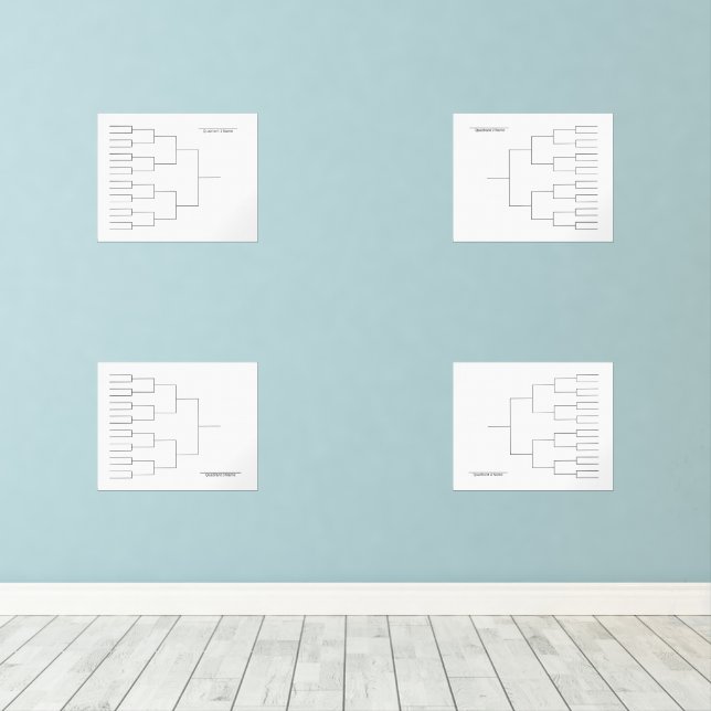 March Basketball Quadrant Bracket Transparent Wall Art Sets (Wood Floor)