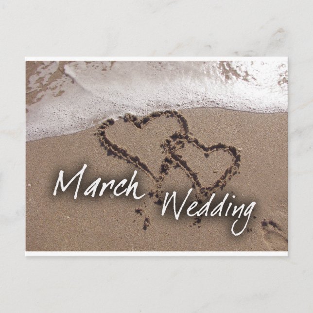 March  Beach Destination Weddin... - Customized Announcement Postcard (Front)