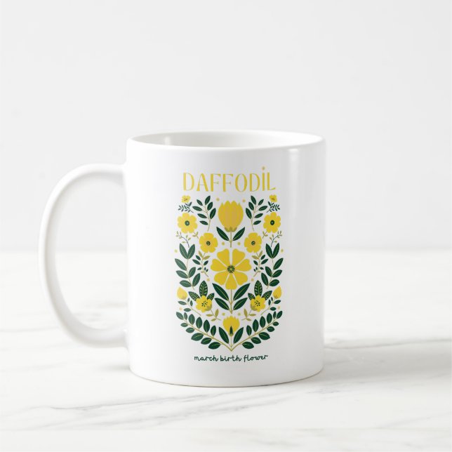 MARCH BIRTH FLOWER DAFFODIL COFFEE MUG (Left)