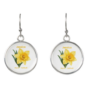 March Birth Flower Daffodil Floral Earrings