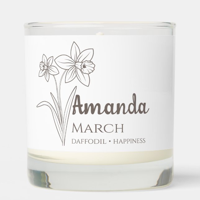 March Birth Flower Personalized Gift For Women Scented Candle (Front)