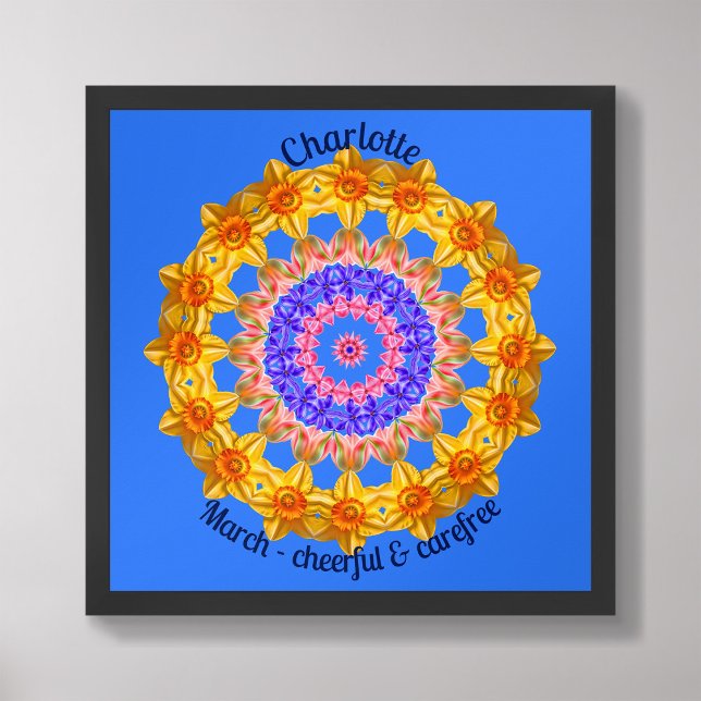 March Birth Flower Personalized Quote Kid Nursery  Poster (Framed March Birth Month Flower Nursery Kids Poster)