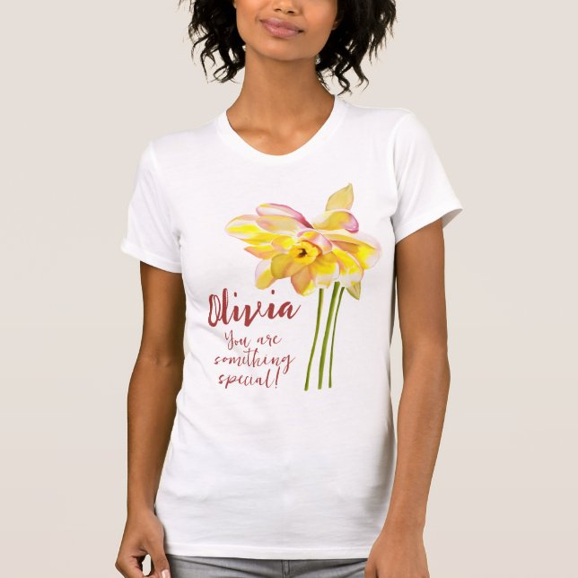 March birth flower Watercolor Daffodil T-Shirt (Front)