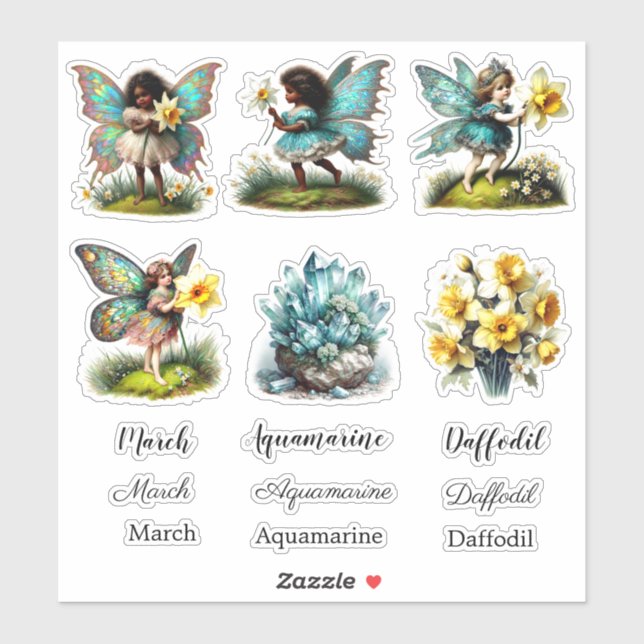 March Birth Month Birth Flower Sticker Set (Sheet)