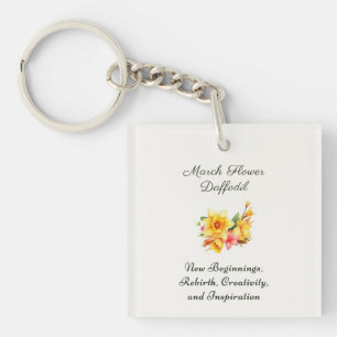 March Birth Month Flower Daffodil Birth Gift Keychain