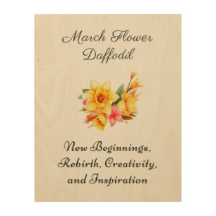 March Birth Month Flower Daffodil Birth Gift     Wood Wall Art