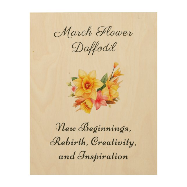 March Birth Month Flower Daffodil Birth Gift     Wood Wall Art (Front)