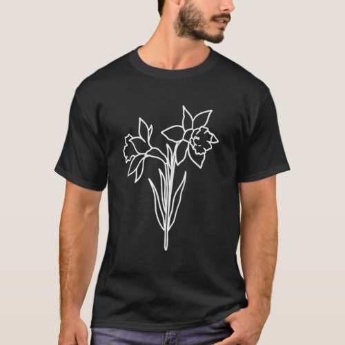 March Birth Month Flower Daffodil Minimalist Fun T_Shirt