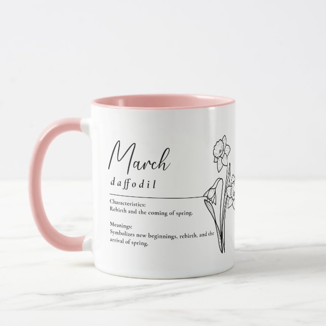 March Birth Month Flower Daffodil Minimalist Mug (Left)