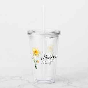 March Birth Month Flower Daffodil Personalized Acrylic Tumbler