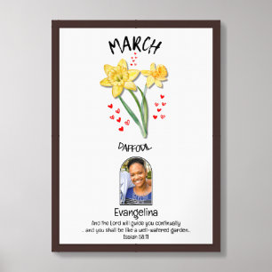 MARCH Birth Month Flower PHOTO Mom Birthday Framed Art